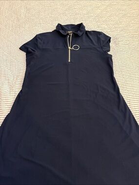 MSK Navy Zip-Front Midi Dress with Ring Pull size PL